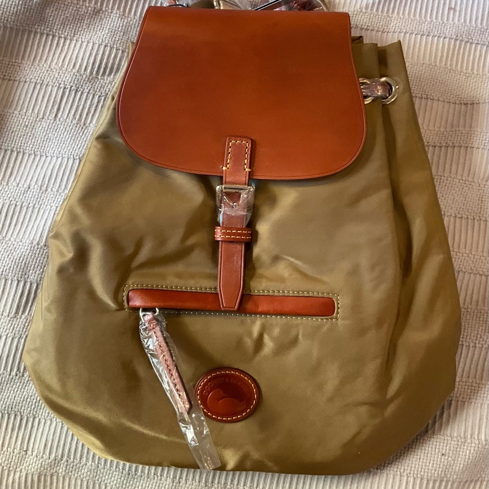 Dooney & Bourke Allie Khaki and Brown Backpack